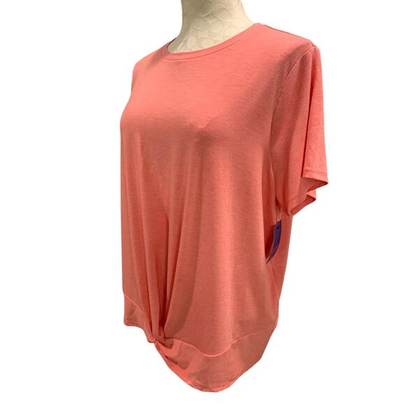 XXL Apt 9 Womens New Coral Twist Hem Tshirt Soft Short Sleeve - Picture 3 of 9